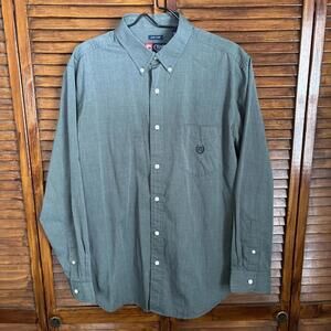 Chaps Easy Care Men's Pocket Dress Shirt - Green Button Down - Size Large
